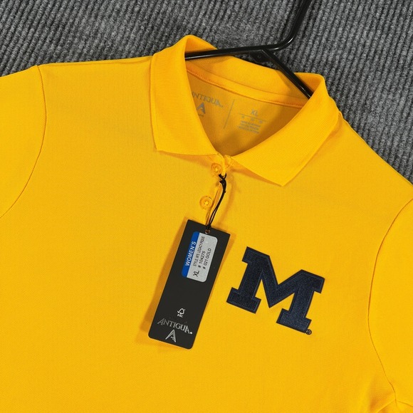 Antigua Jackets & Blazers - Michigan Wolverines Polo Shirt Womens Extra Large Yellow Short Sleeve New